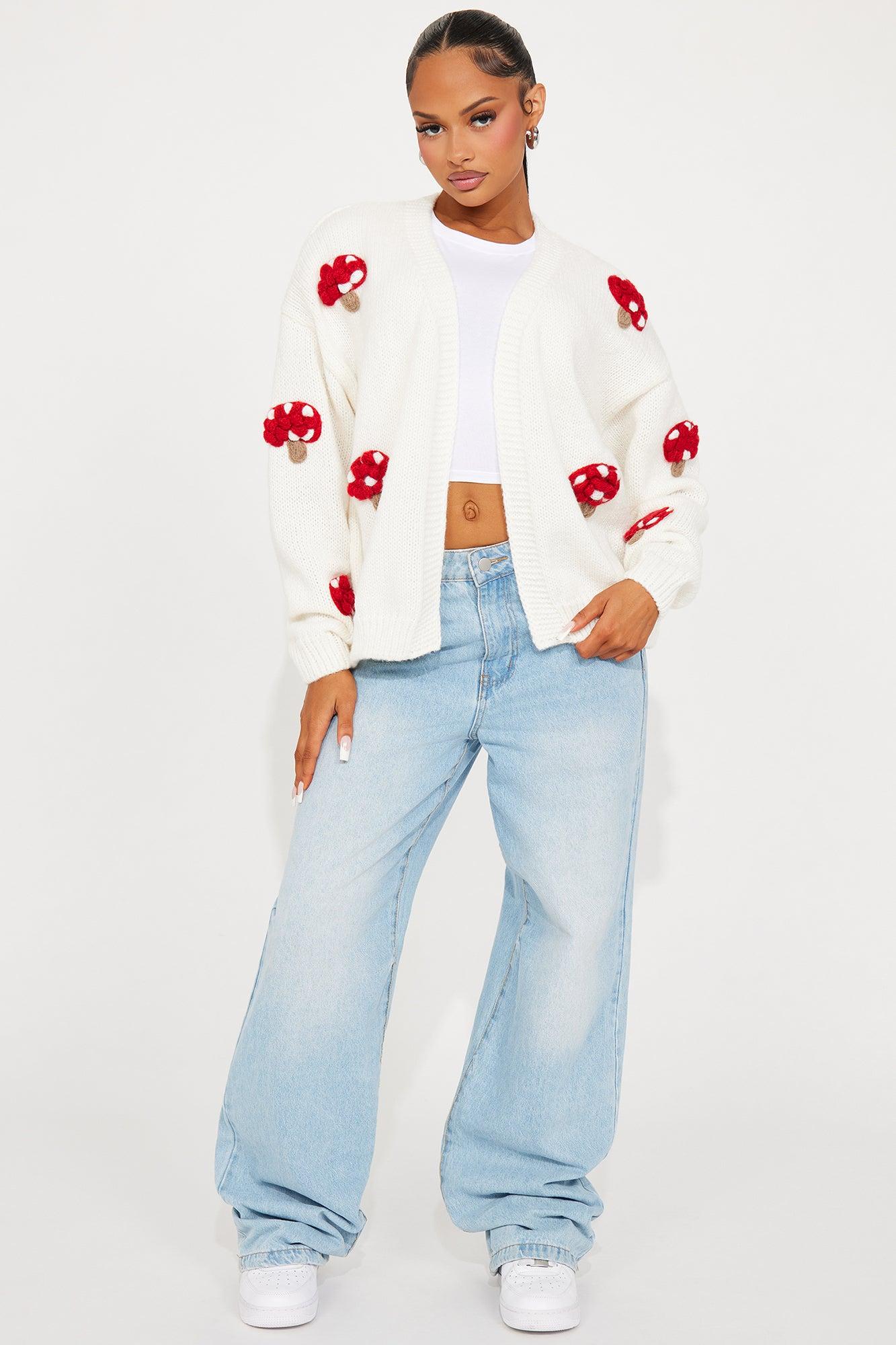 Happy Feel Mushroom Cardigan - Ivory/combo Product Image