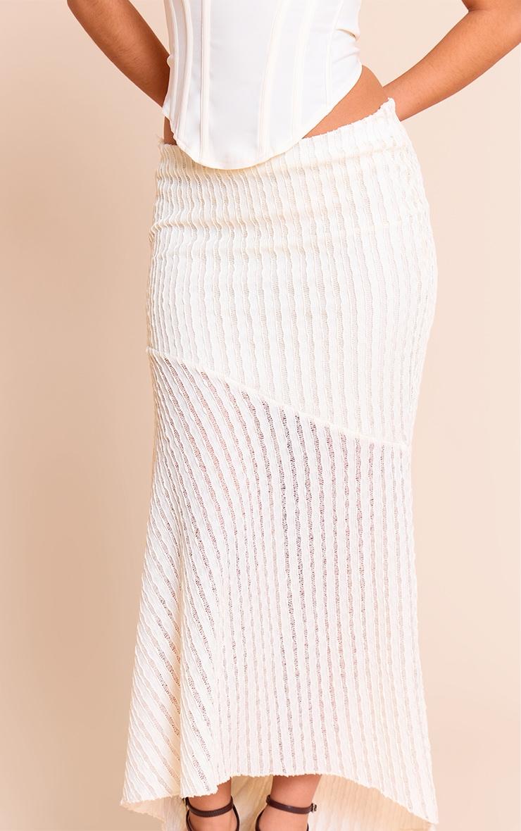 Cream Textured Seam Detail Lace Maxi Skirt Product Image
