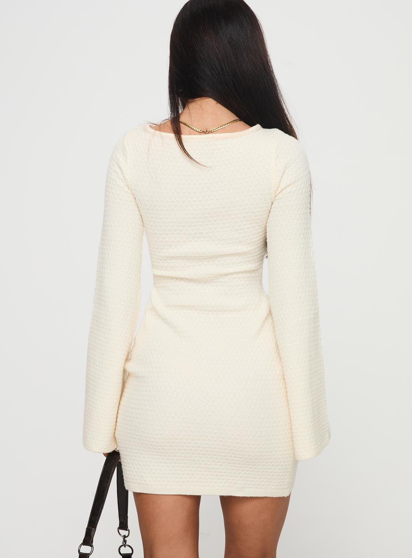 Malcalm Long Sleeve Mini Dress Cream Product Image
