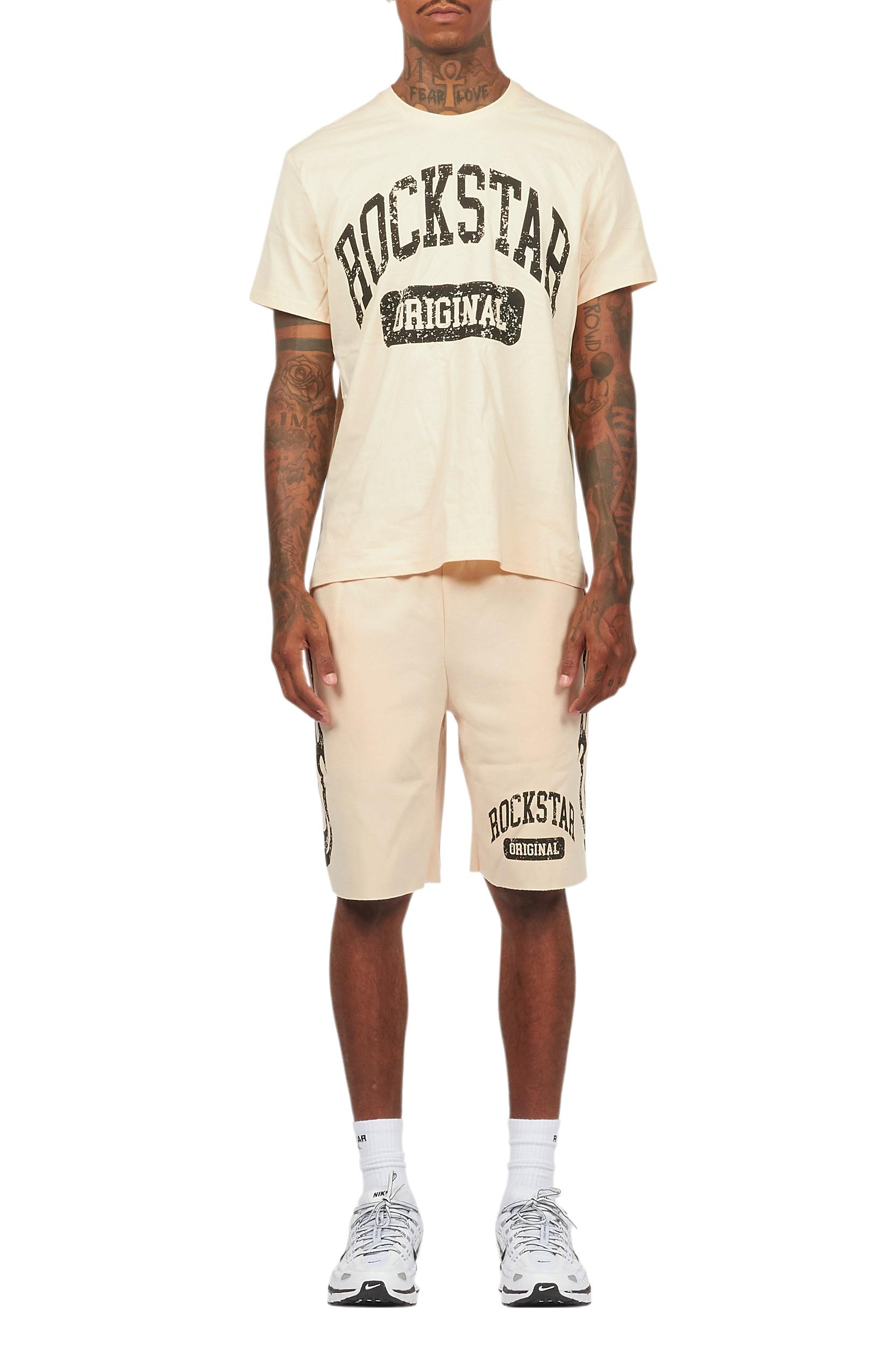 Members Beige T-Shirt/Short Set Male Product Image