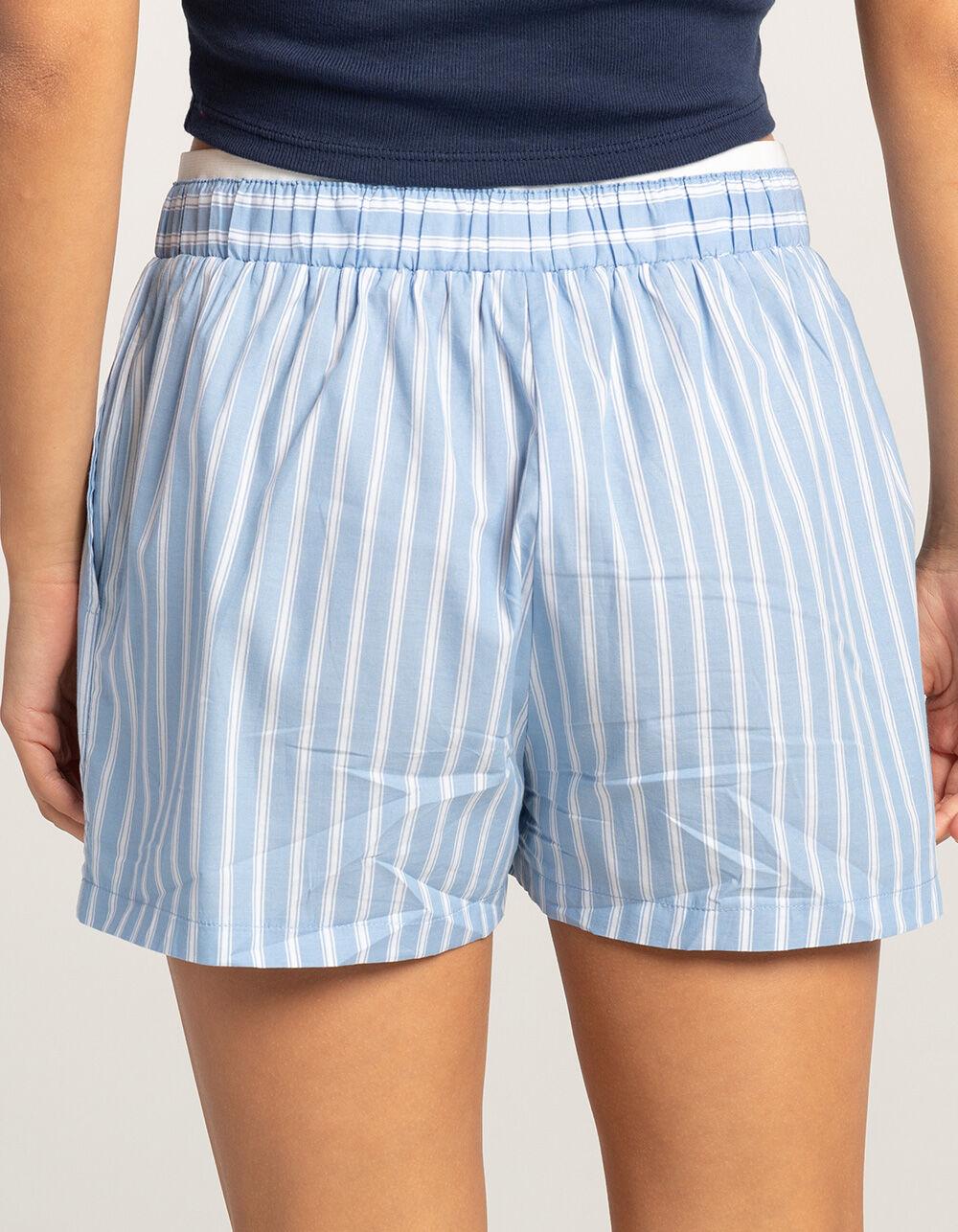RSQ Womens Button Front Stripe Boxers - BLUE/WHT Product Image