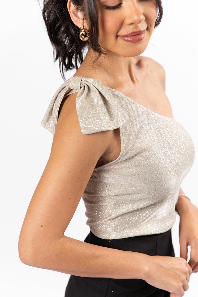 Meaning Of Love Gold Shimmer Bow Strap Bodysuit FINAL SALE Product Image