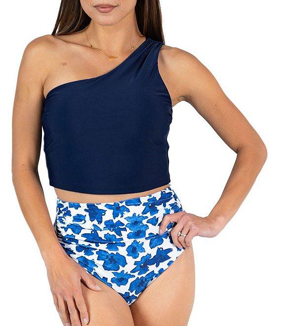 Janela Bay Shoreline Floral Ruched High Cut Seamless High Waist Swim Bottom Product Image