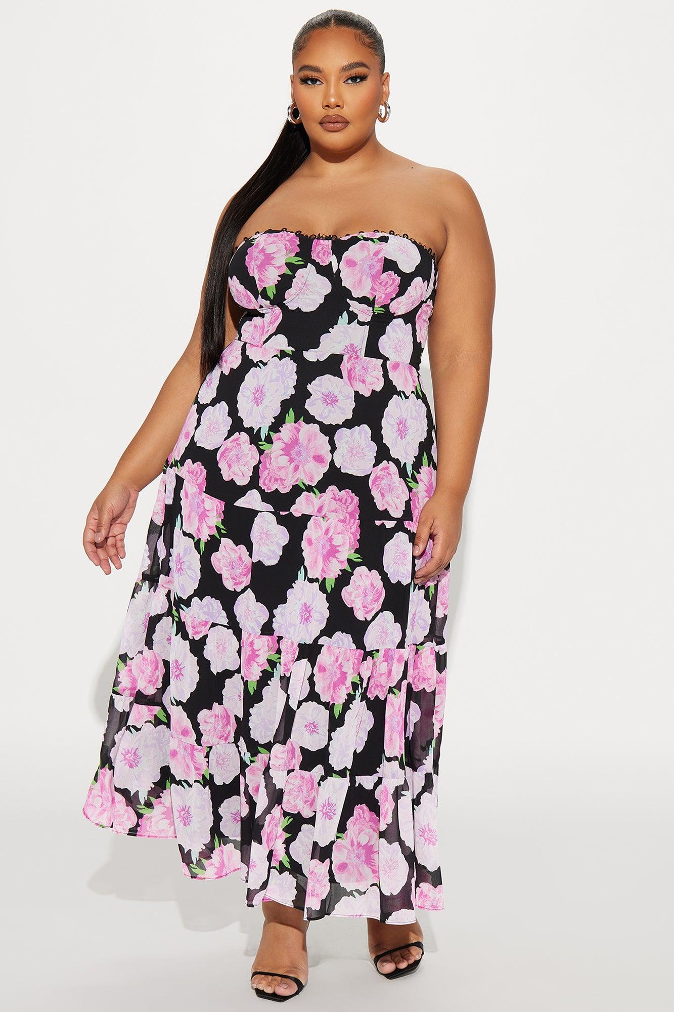 Like A Rose Chiffon Maxi Dress - Pink/combo Product Image