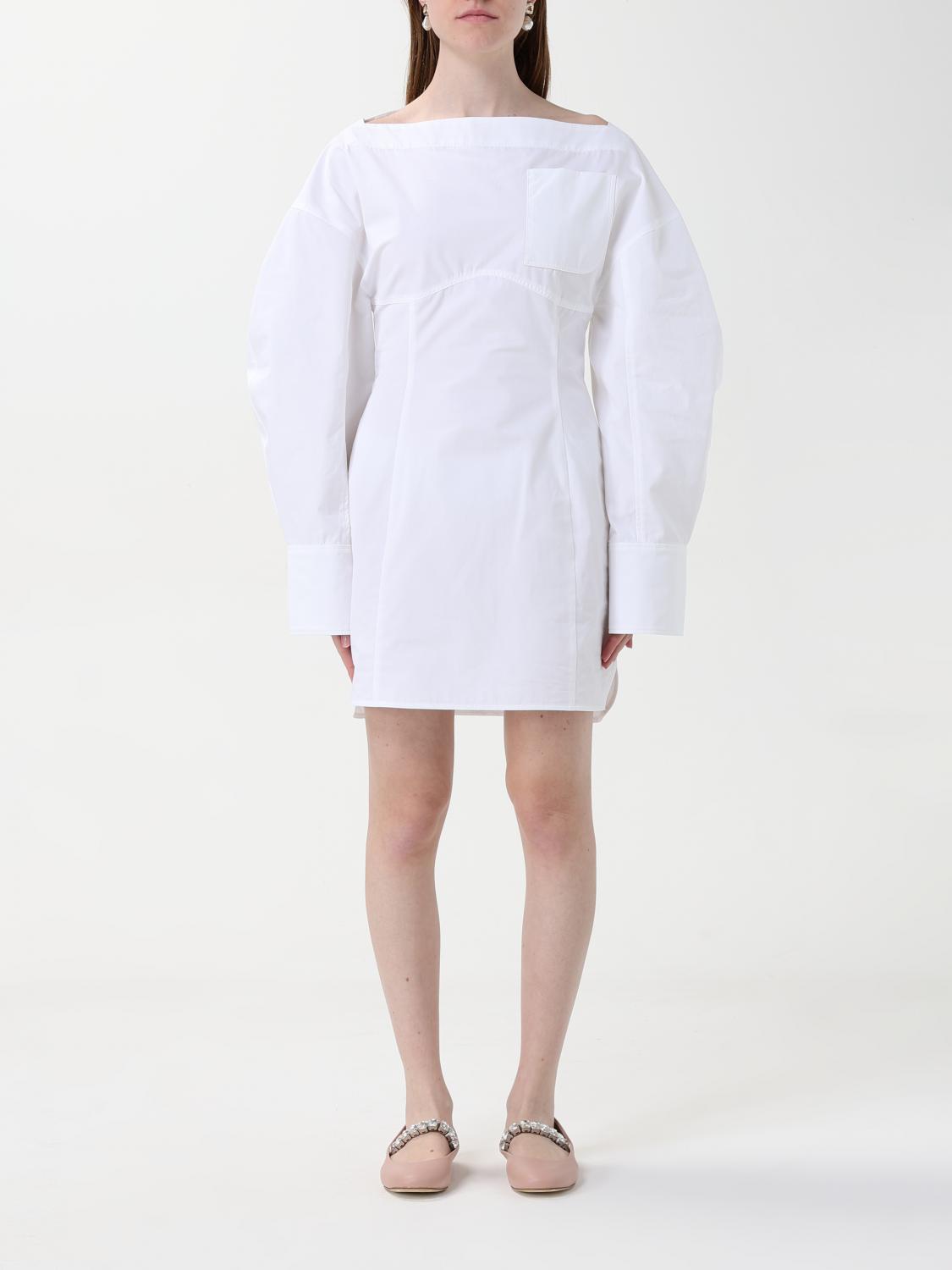 JACQUEMUS La Casaco Long Sleeve Cotton Shirtdress In White Product Image