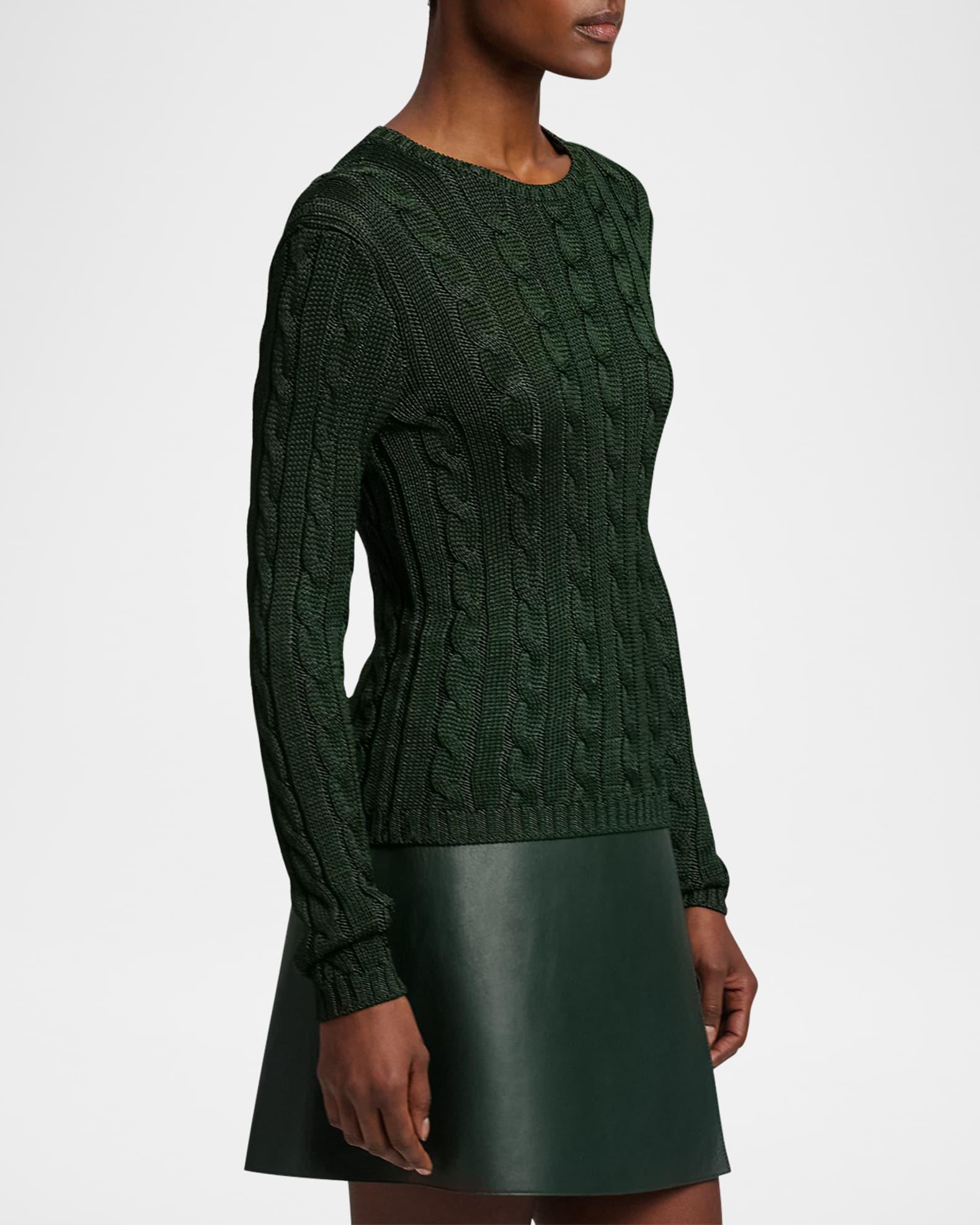 High Shine Cable Knit Crewneck Sweater Product Image