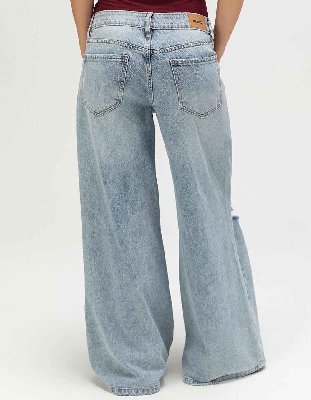 RSQ Womens Low Rise Destructed Baggy Jeans - MEDIUM WASH Product Image