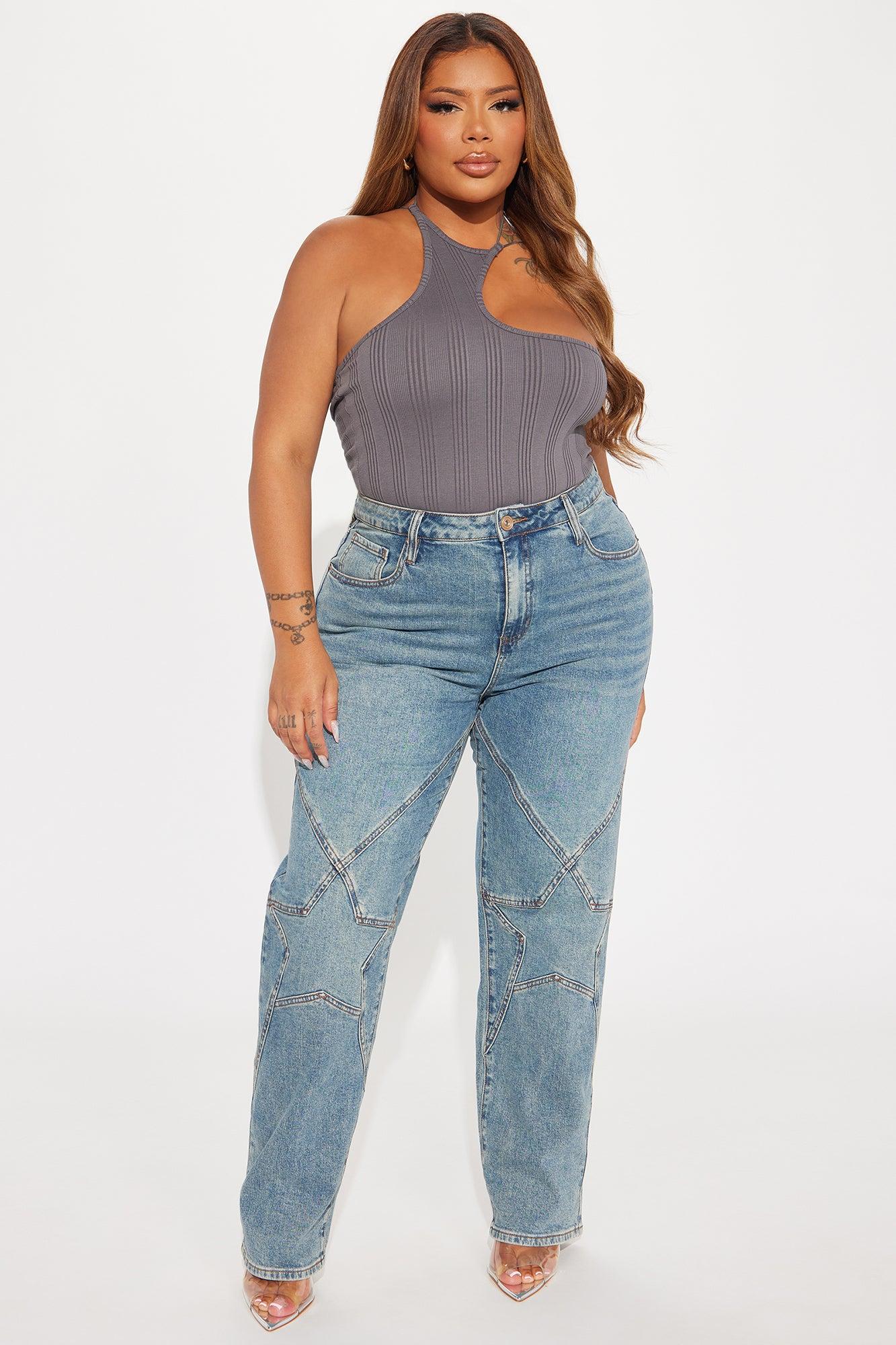 Sky Of Stars Stretch Straight Leg Jeans - Medium Wash Product Image