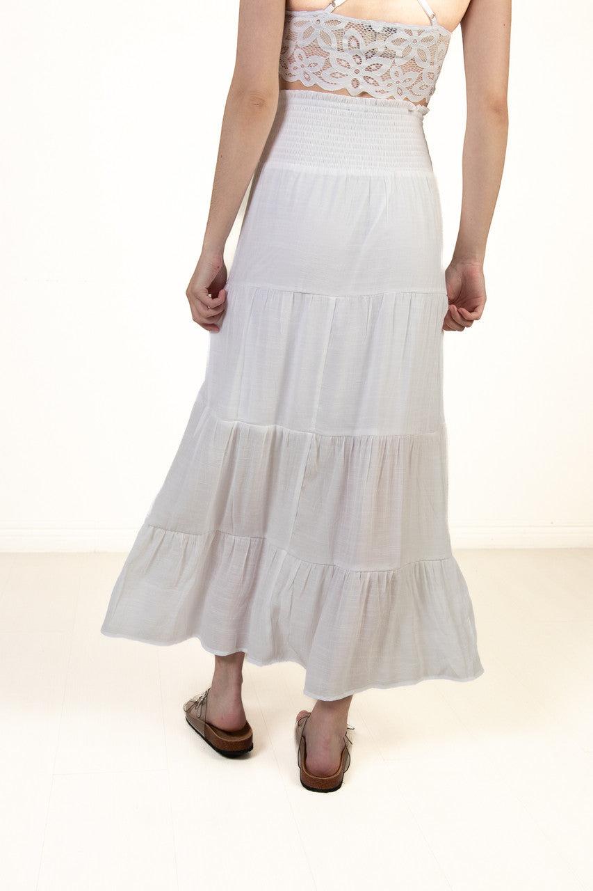 White Smocked Waist Maxi Skirt Product Image
