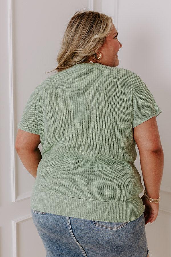 Boho Blooms Knit Top in Sage Curves Product Image