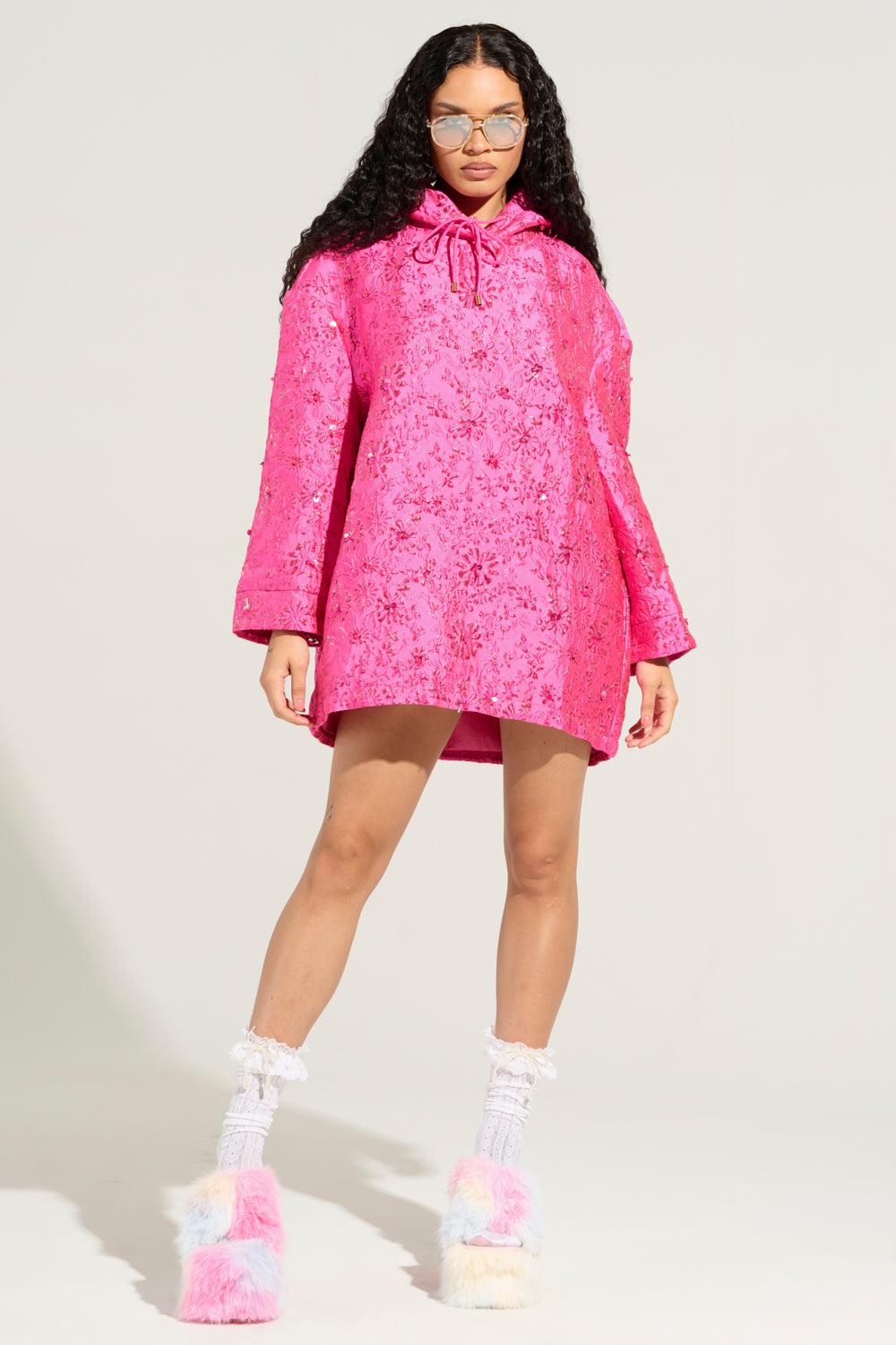 WOKE UP LIKE THIS BROCADE SWEATSHIRT DRESS Product Image