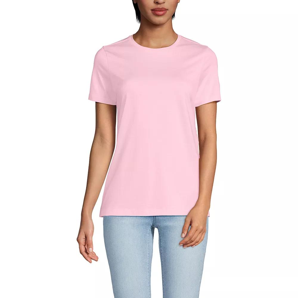 Petite Lands' End Relaxed-Fit Supima Cotton Crewneck Tee, Women's, Size: Medium Petite, Light Rose Pink Product Image
