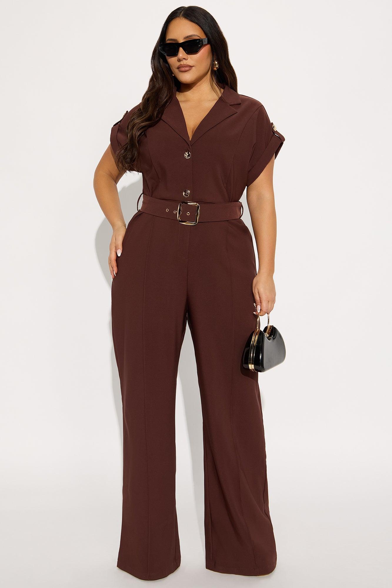 Fall For You Jumpsuit - Chocolate Female Product Image