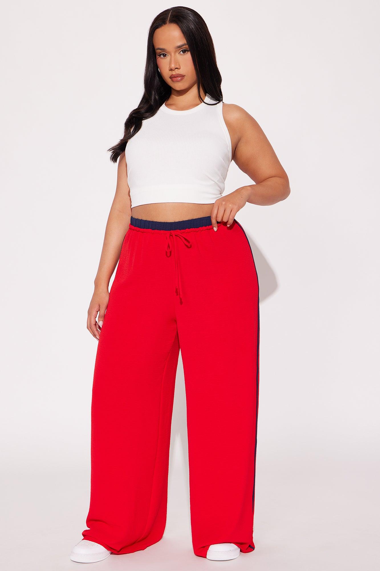 Dana Double Waistband Track Pant - Red Product Image