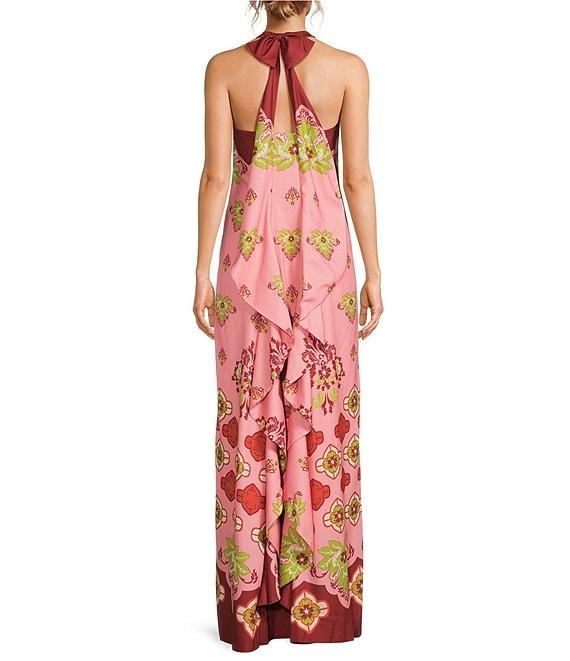 Mestiza New York Adelina Crepe Flamingo Flourish Print Scoop Neck Sleeveless Maxi Dress Product Image