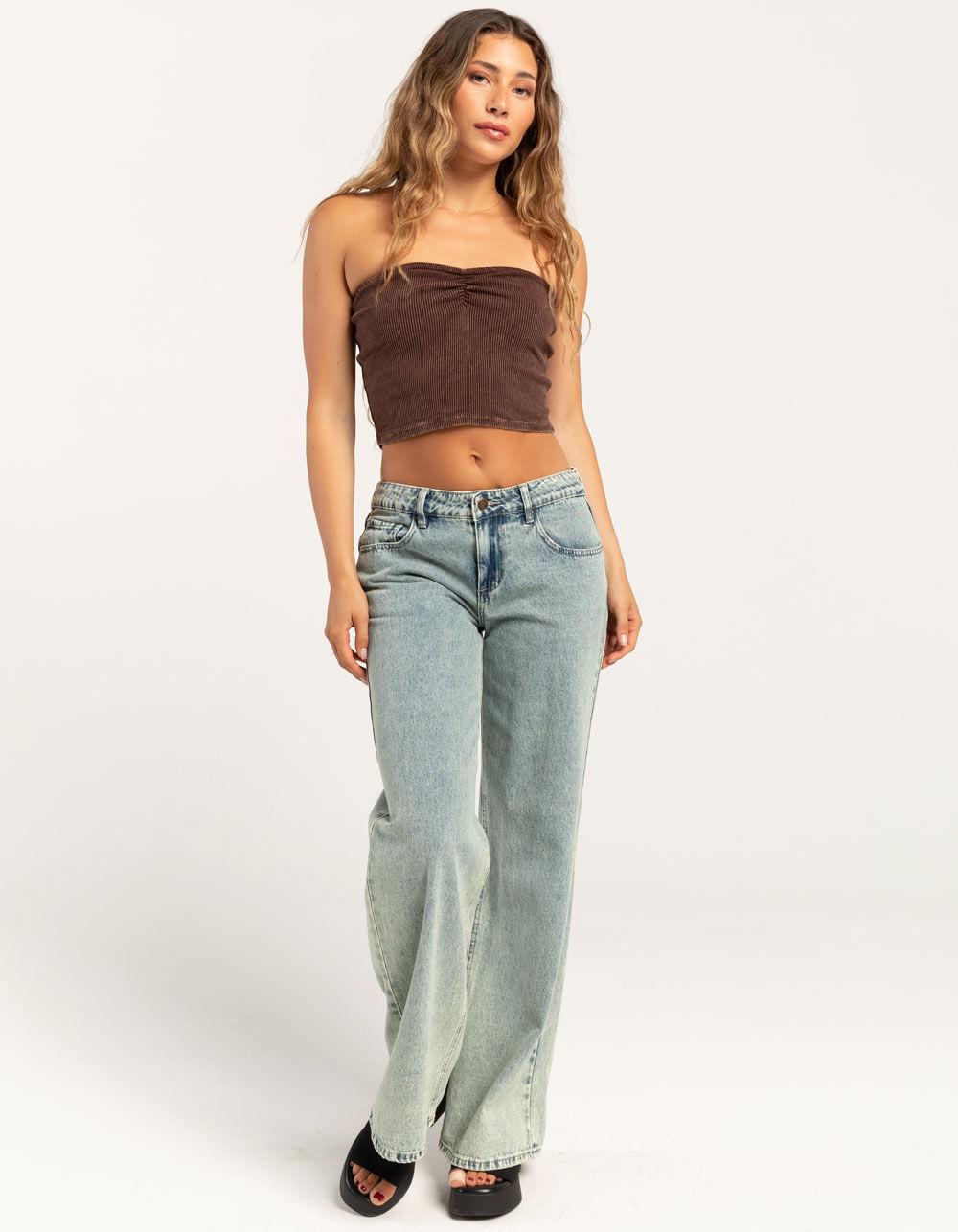 RSQ Womens Washed Cinch Tube Top - BROWN Product Image