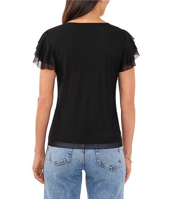 Vince Camuto Crew Neck Short Sleeve Blouse Product Image