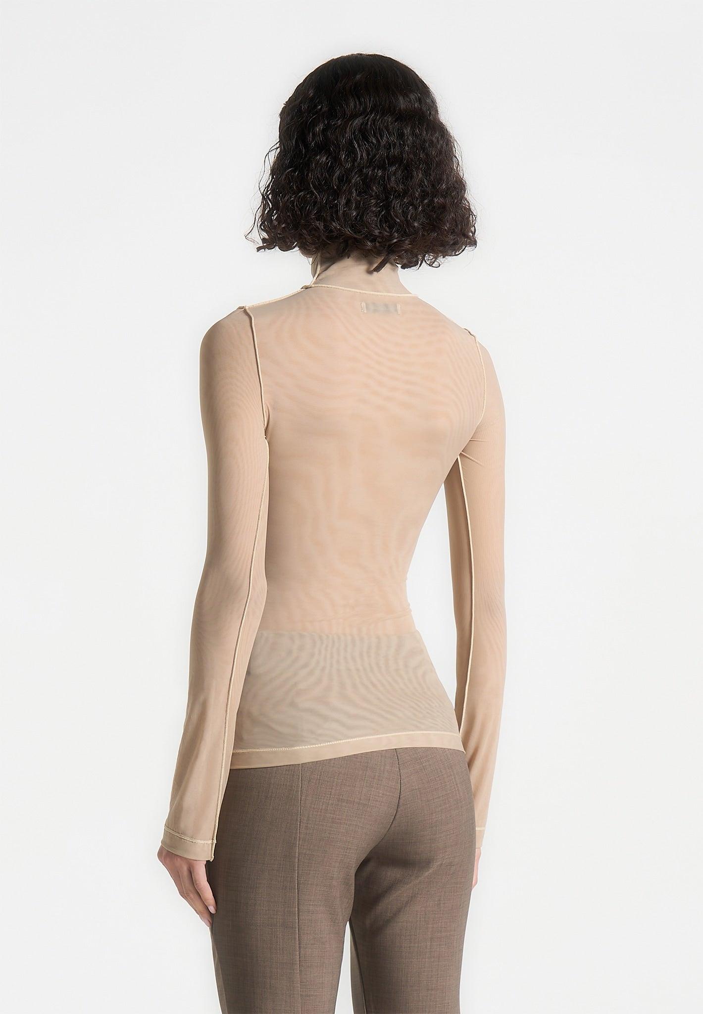 Mesh Double Layer Top - Taupe Female Product Image
