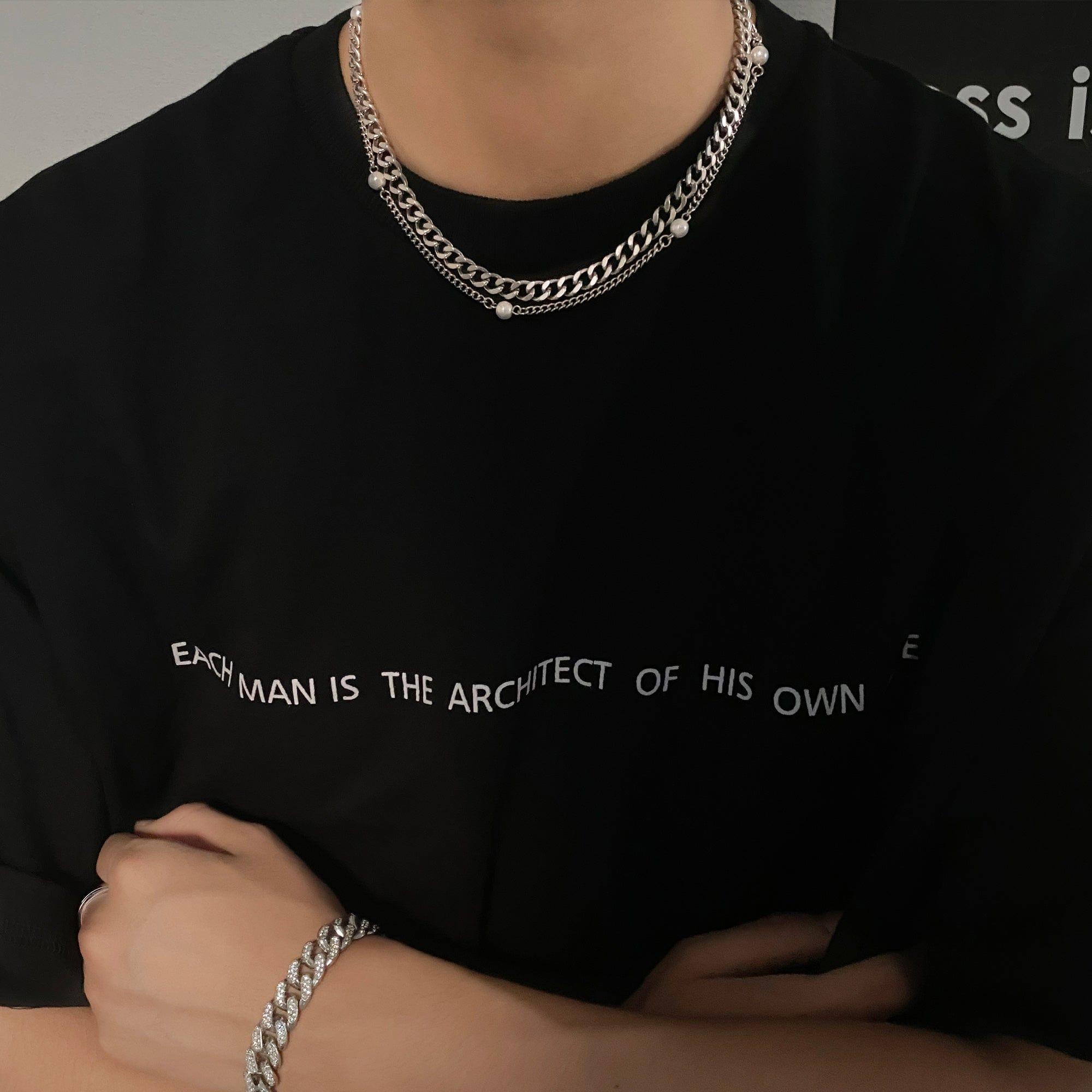 DOUBLE LAYER PEARL CHAIN NECKLACE Product Image