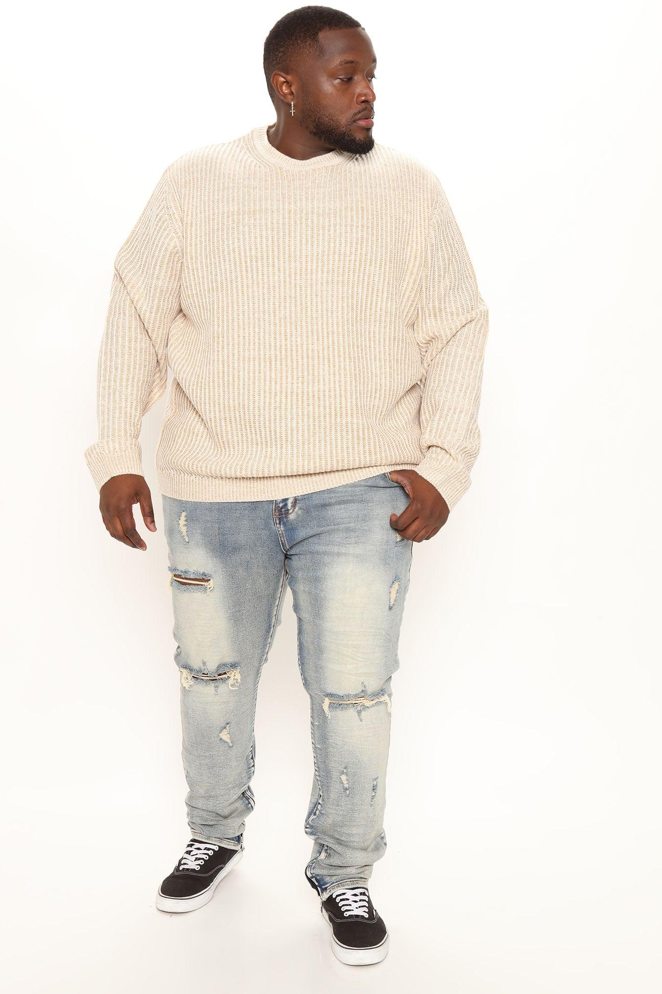 Heavy Ribbed Pullover Sweater - Cream Product Image