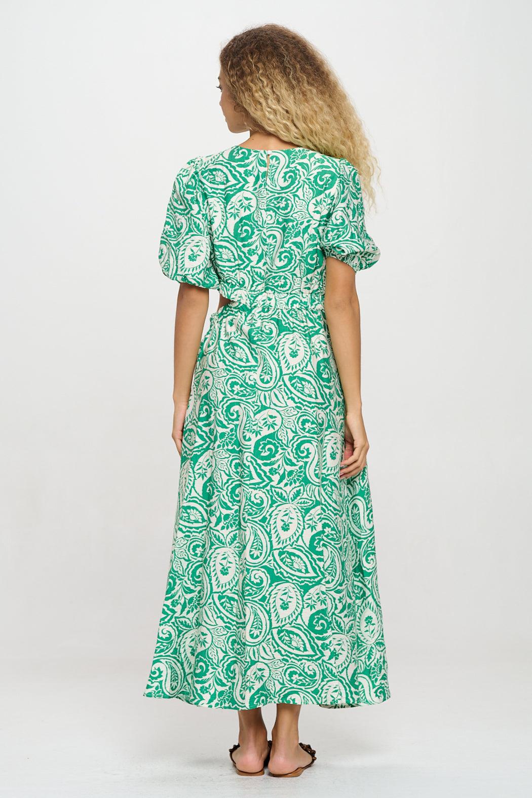 Verdant Paisley Cut-Out Maxi Dress Product Image