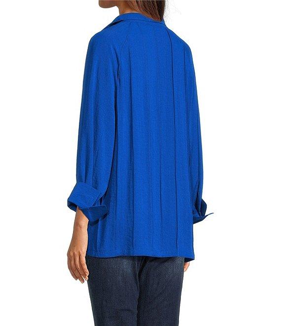 John Mark Wire Collar Split V-Neck 3/4 Sleeve Pintuck Detail Top Product Image