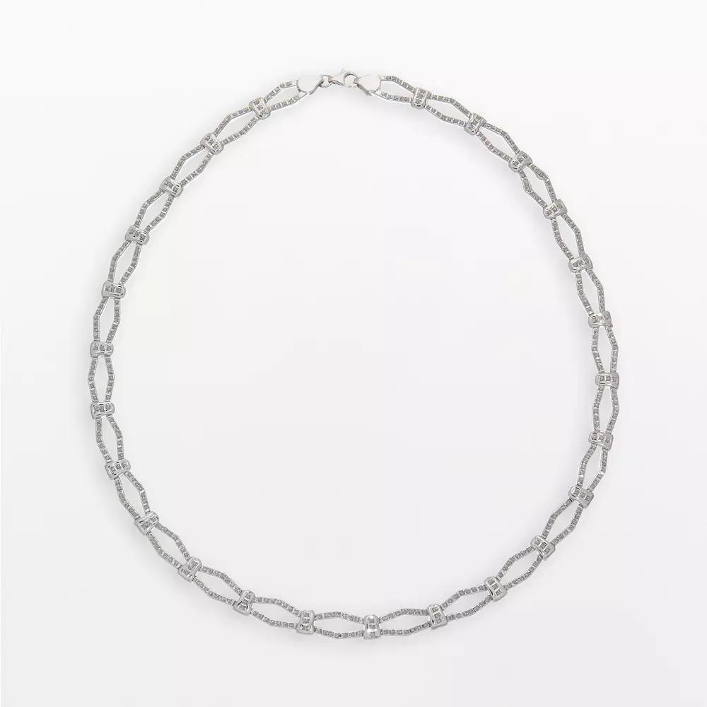 Diamond Fascination 14k White Gold Diamond Accent Wave Necklace, Women's, Size: 17" Product Image