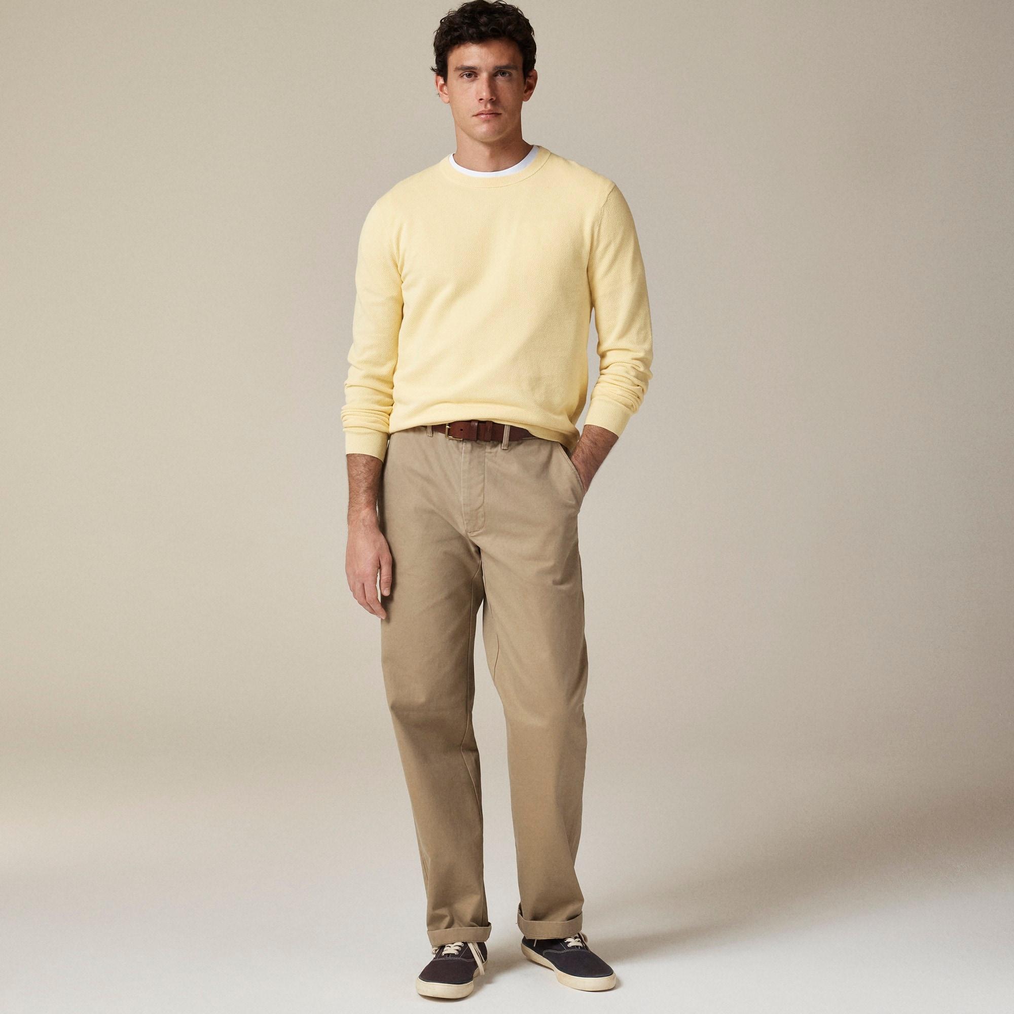 Cotton piqué-stitch crewneck sweater Product Image
