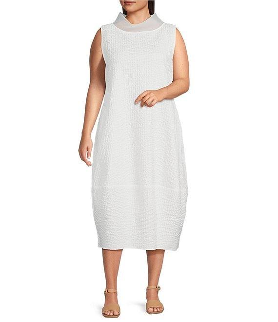 IC Collection Plus High Neck Sheer Trim Sleeveless Balloon Dress Product Image