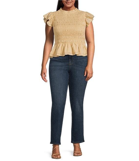 Sugarlips Plus Size Flutter Sleeve Smocked Woven Blouse Product Image