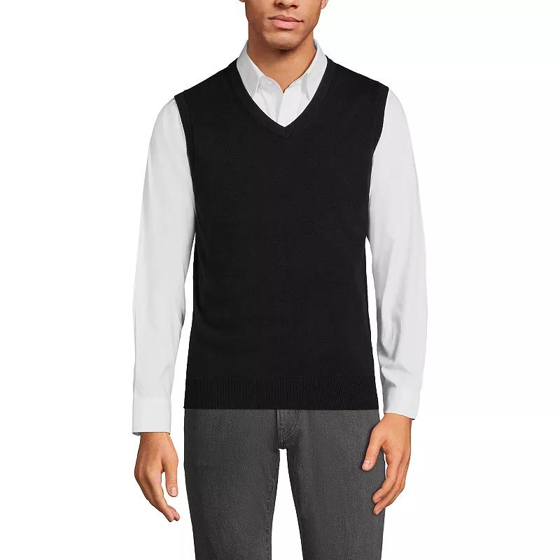 Men's Lands' End Fine Gauge Cotton Sweater Vest,  Product Image
