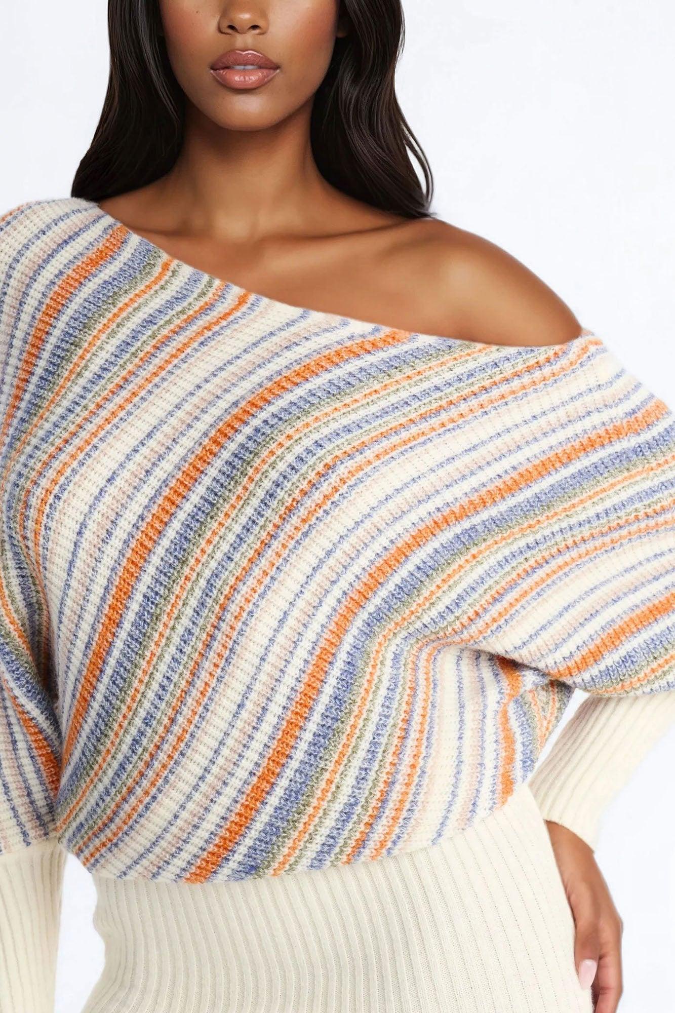 Eloise Striped Sweater Mini Dress - Cream/combo Female Product Image