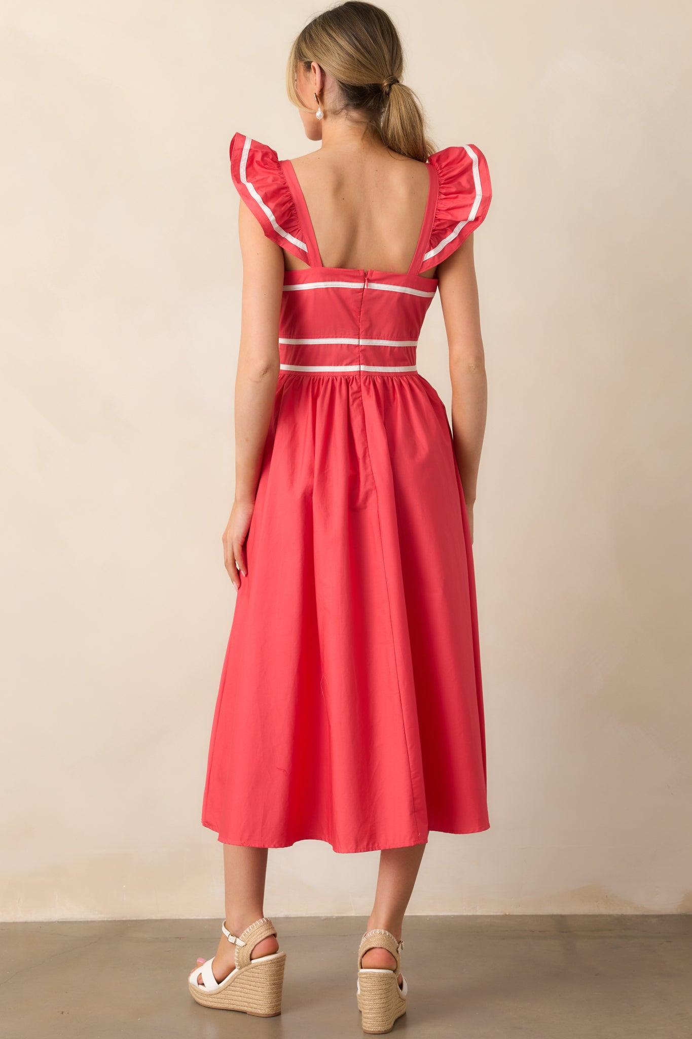 Exploring New Cities Tomato Red Cotton Midi Dress Product Image