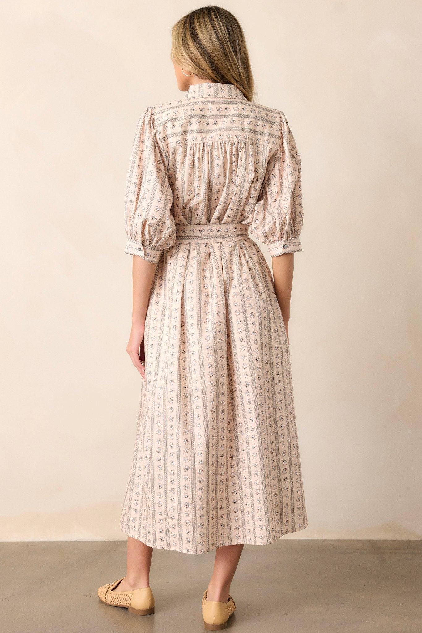Got Me Wondering 100% Cotton Ivory Floral Midi Dress Product Image