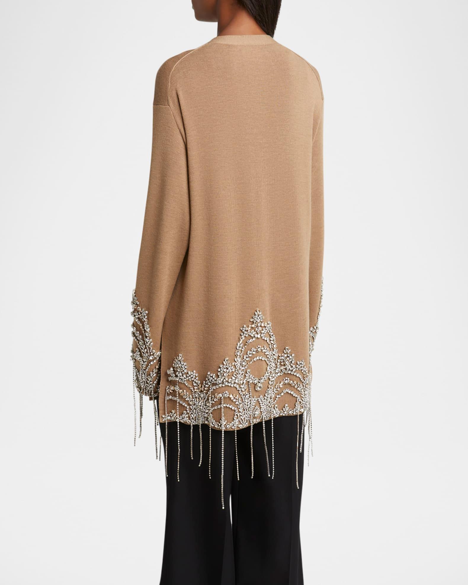 Crystal Embellished Fine Merino Cardigan Product Image