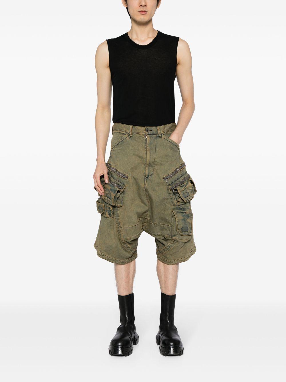 drop-crotch denim cargo shorts Product Image
