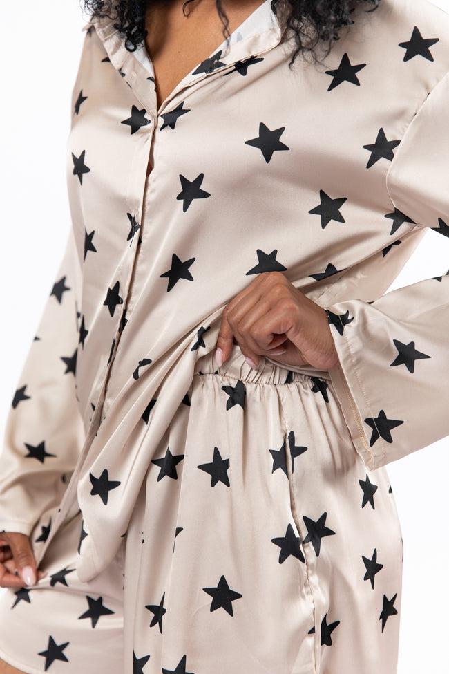 Pajama Party Neutral Stars Pajama Shorts FINAL SALE Product Image