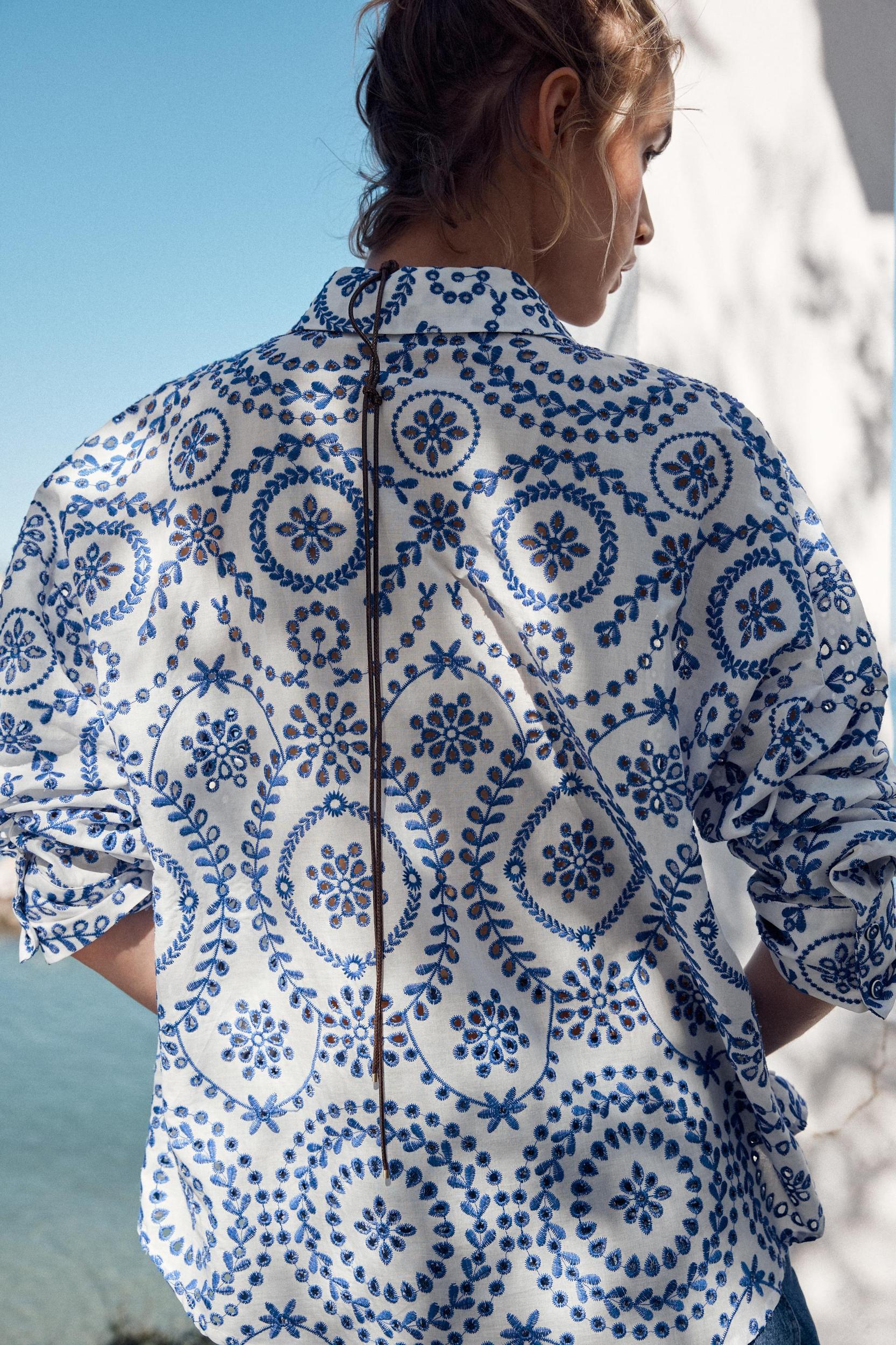 EMBROIDERED EYELET SHIRT Product Image