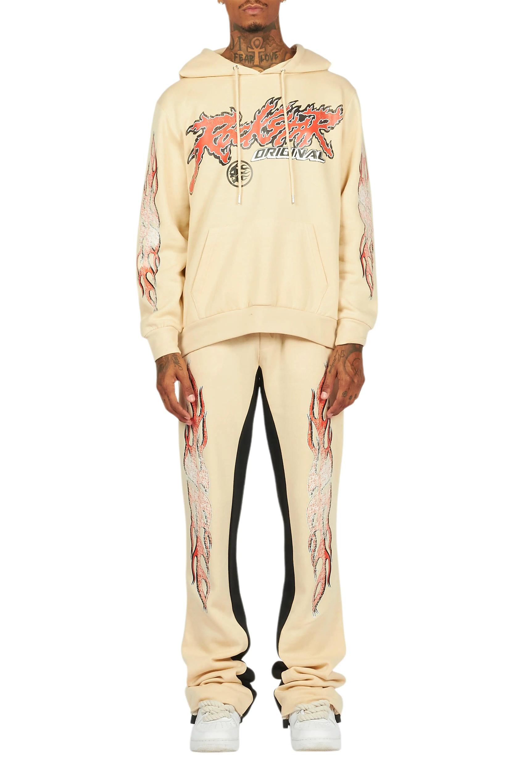 Yash Beige Hoodie Baggy Fit Pant Track Set Male Product Image