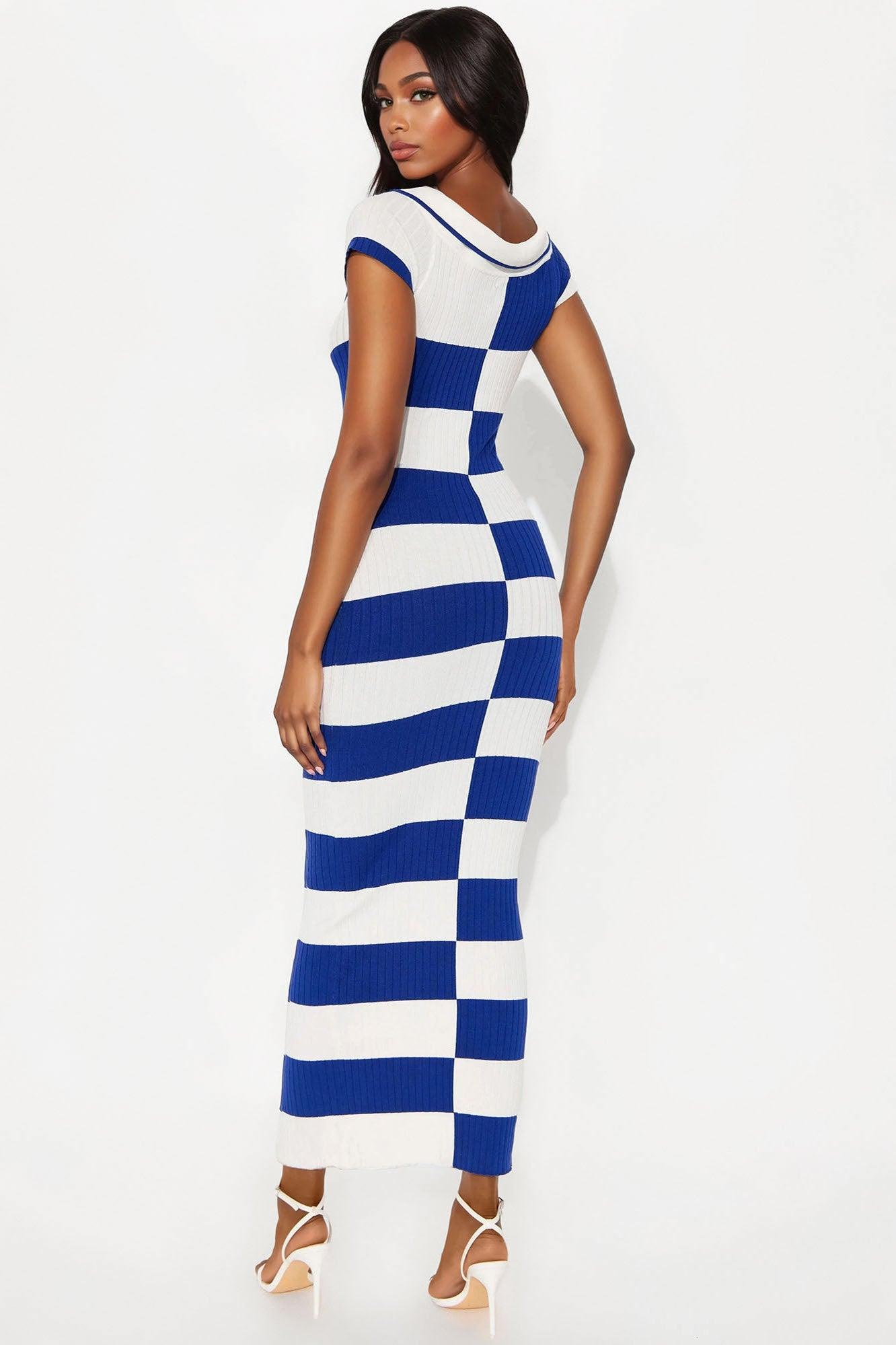 Dayna Sweater Maxi Dress - Royal/combo Female Product Image