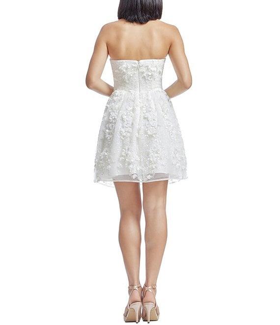 Dress the Population Marilyn Strapless 3D Applique Sequin Mesh Fit & Flare Mini Dress Product Image