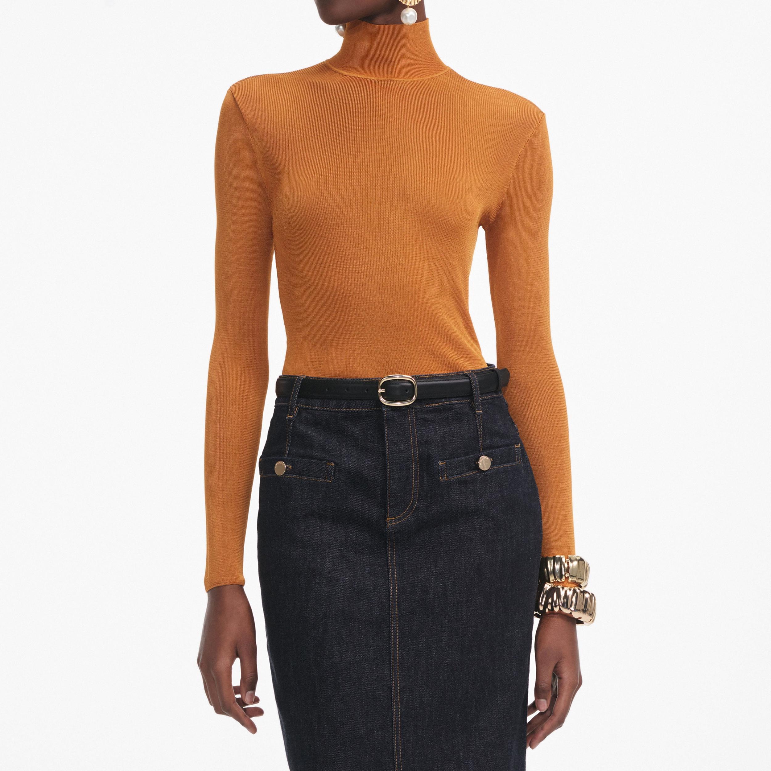 Burnt Orange Viscose Knit Top Product Image