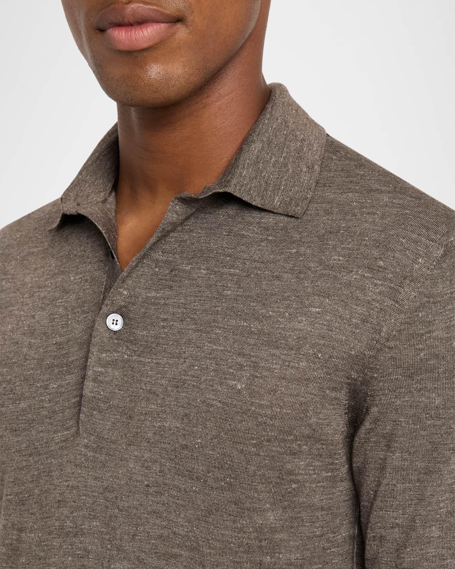 Men's Melange Silk, Cashmere and Linen Polo Sweater Product Image