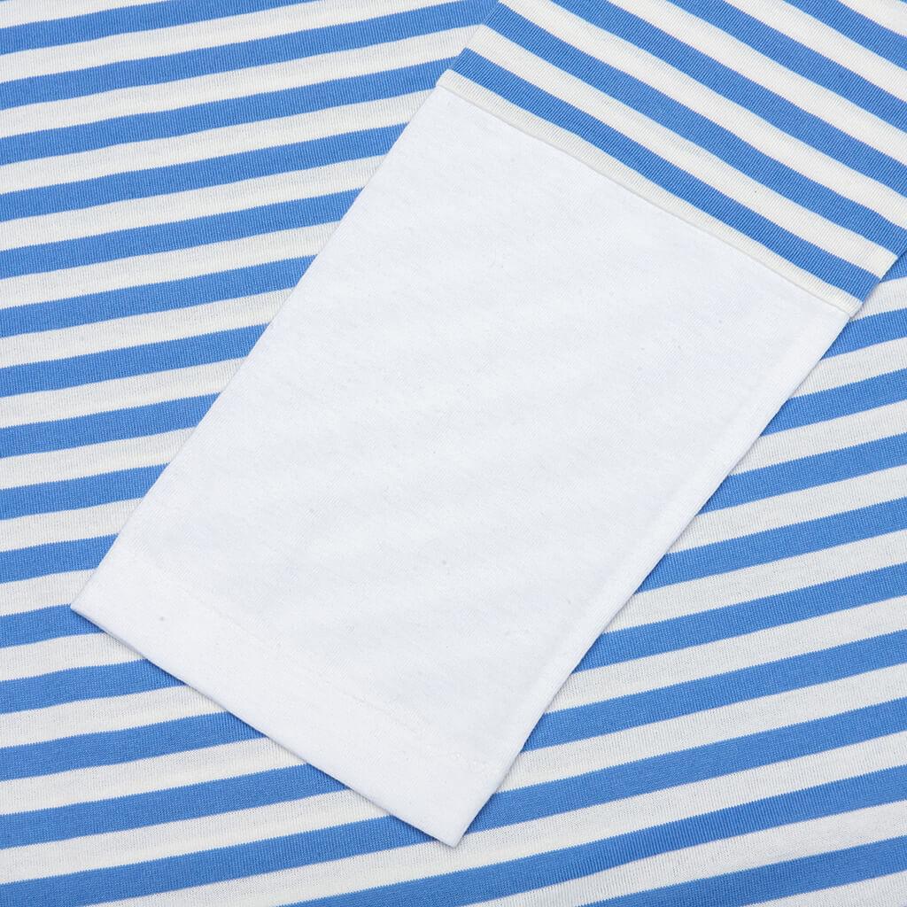 Women's Striped White Sleeve L/S T-Shirt - Blue Female Product Image