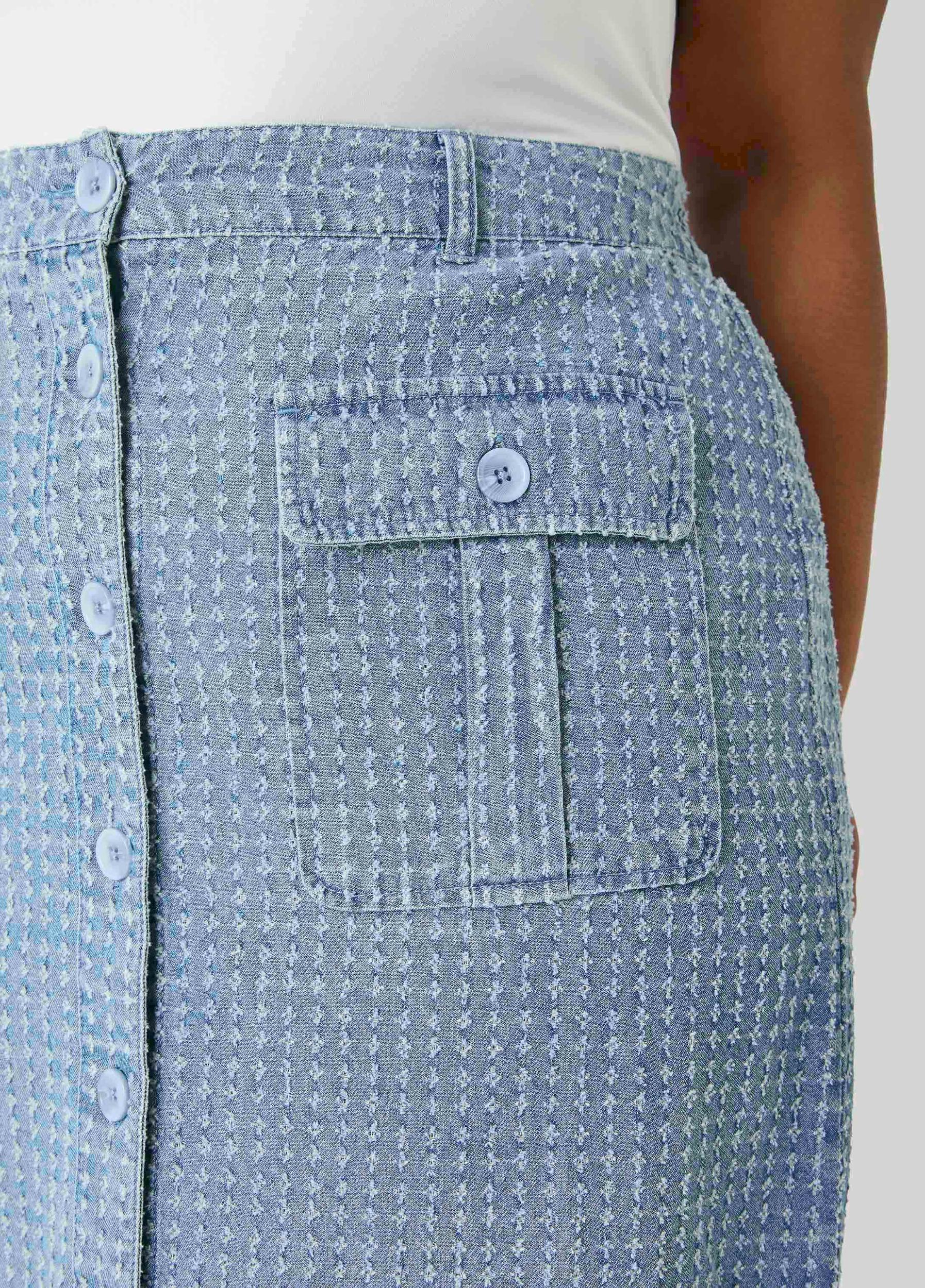 Textured Denim Cargo Skirt Product Image