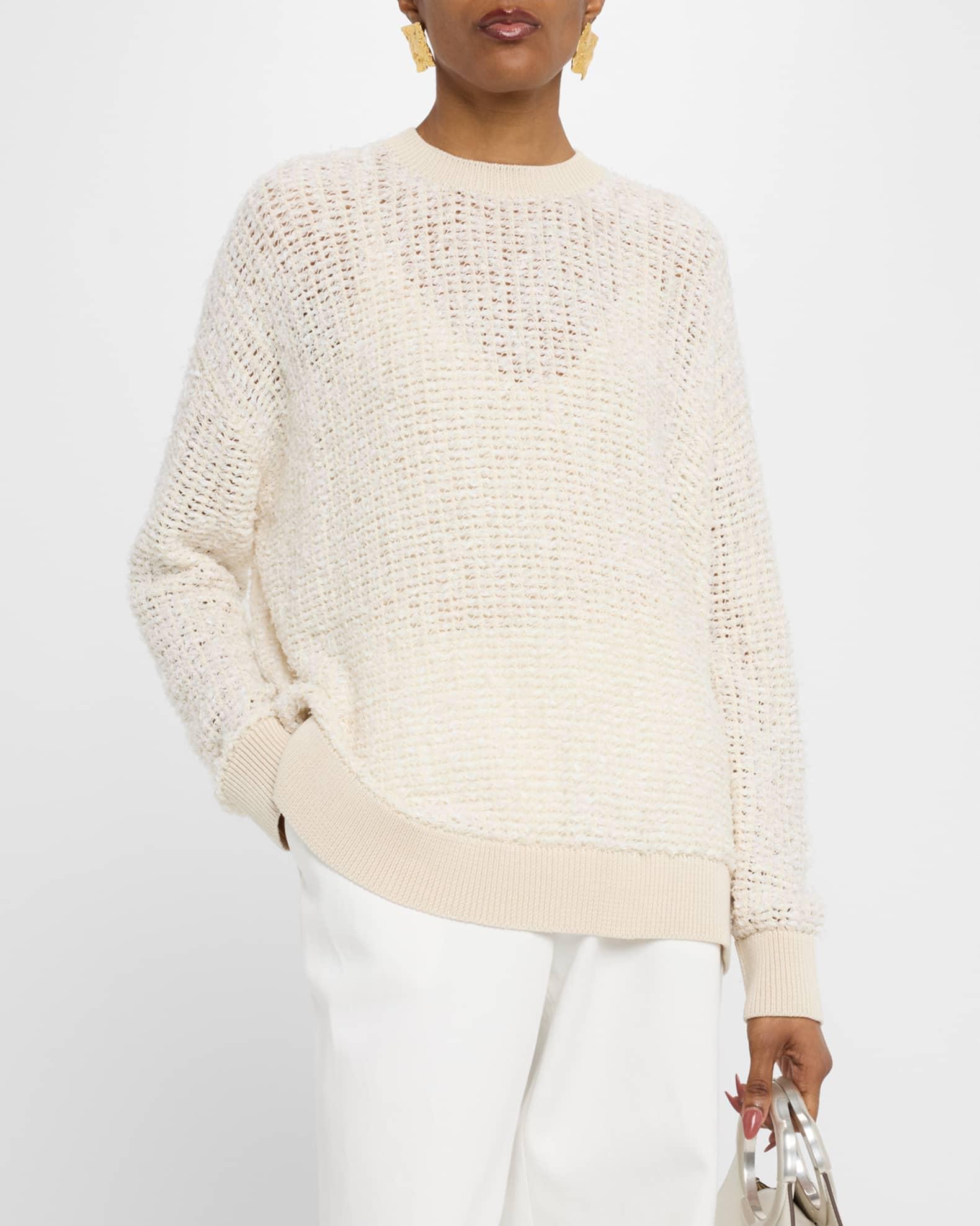 Textured Open-Stitch Cotton Sweater Product Image