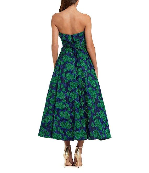 Mac Duggal Brocade Floral Strapless Sleeveless A-Line Dress Product Image