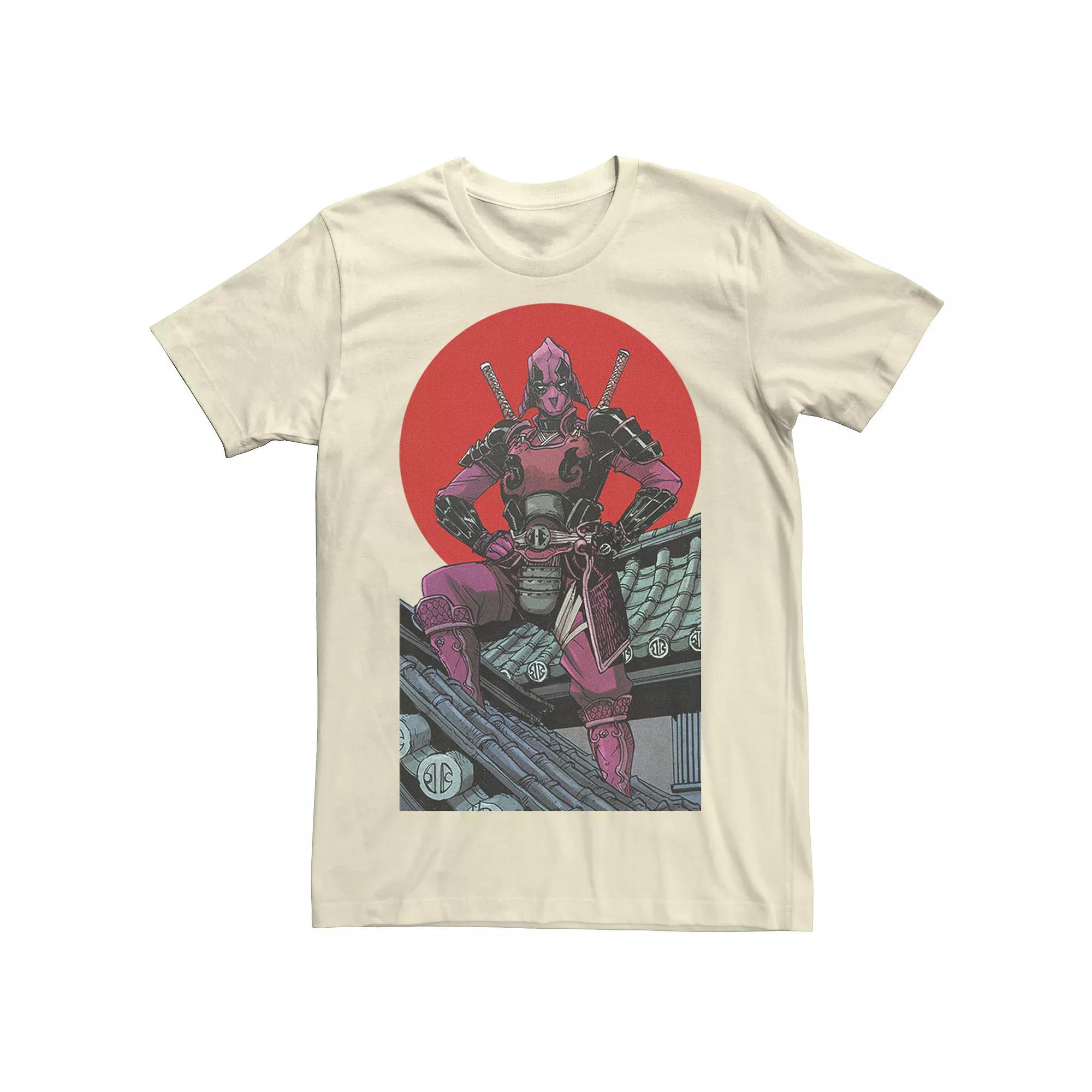 Men's Marvel Deadpool Samurai Warrior Pose Red Sun Graphic Tee,  Product Image