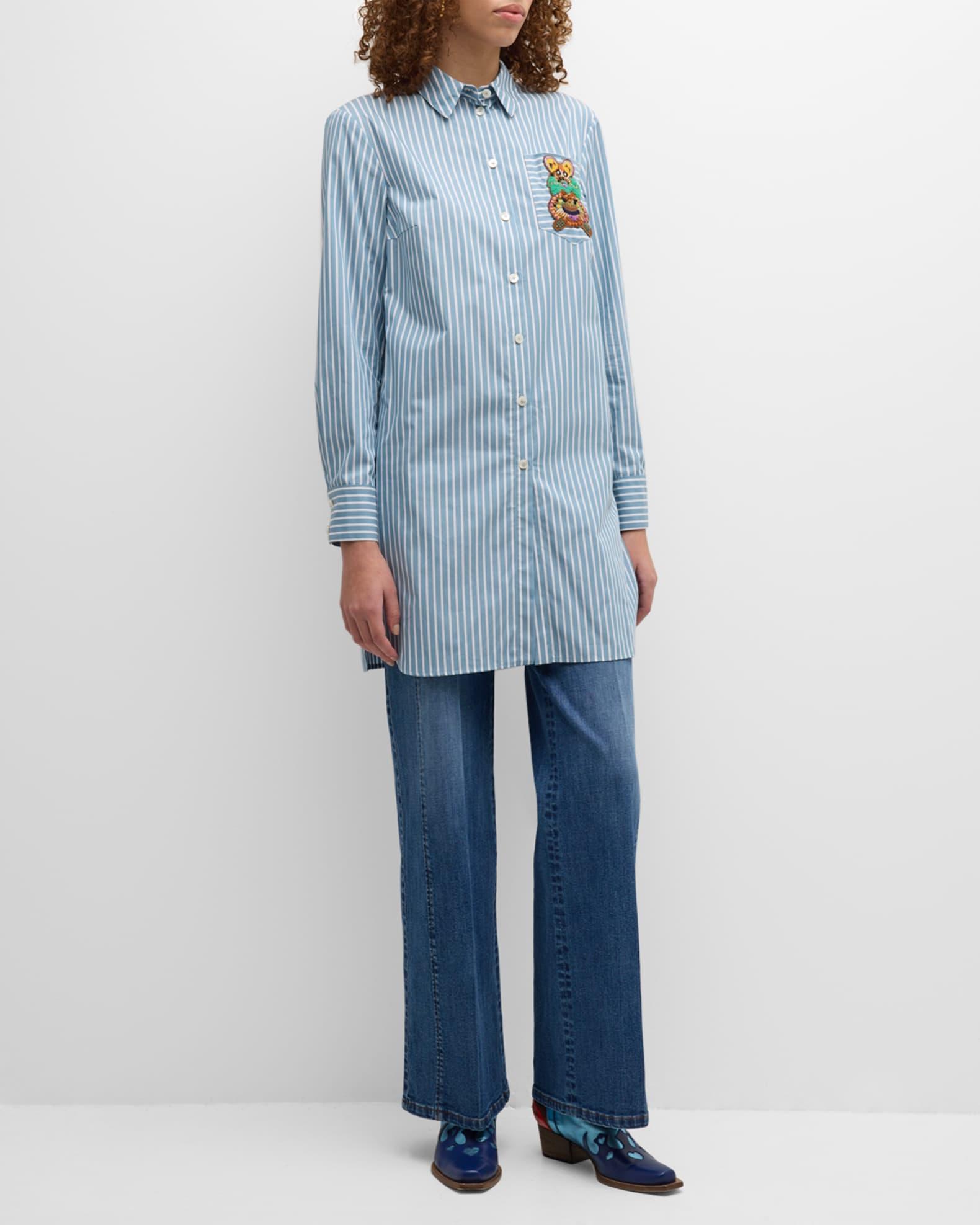 Striped Tunic with Abstract Embroidery Product Image