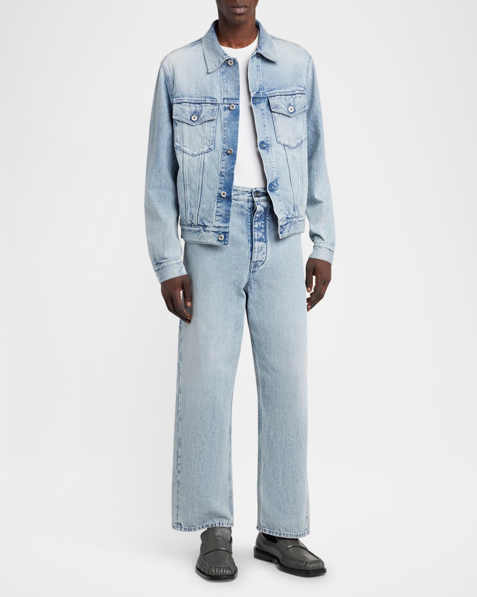 Men's Acid-Wash Denim Jacket Product Image